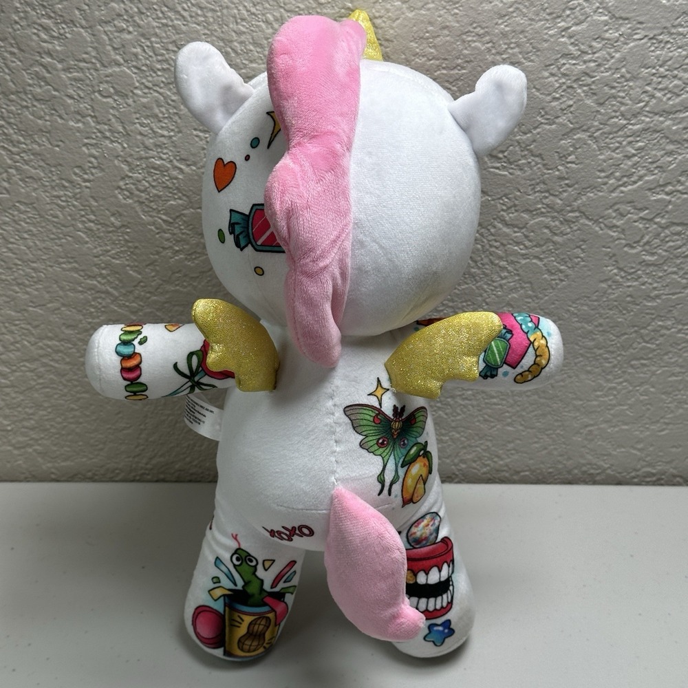 Tattoo Zoo 2023 Candy the Unicorn Colorful Plush sparkle wings 15" (Dirty Spots) - Picture 7 of 10